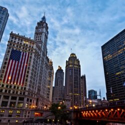 American Flag in Chicago, Illinois, United States widescreen