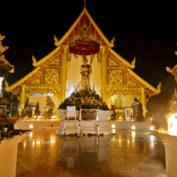 Magha Puja day in Wat Phra Singh. Chiang Mai, Thailand. Empty shrine