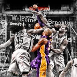 Kobe Bryant dunks on Brooklyn Wallpapers