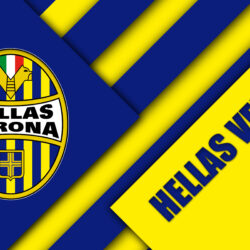 Download wallpapers Hellas Verona FC, logo, 4k, material design