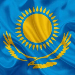 Download wallpapers Kazakh flag, Kazakhstan, Asia, flag of