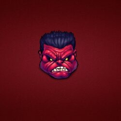 Download wallpapers Red Hulk, comic strip, minimalism free desktop