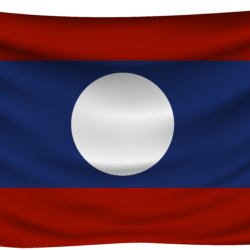 Laos Wrinkled Flag