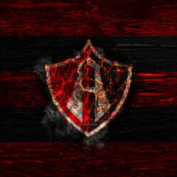 Download wallpapers Atlas FC, fire logo, Liga MX, red and black