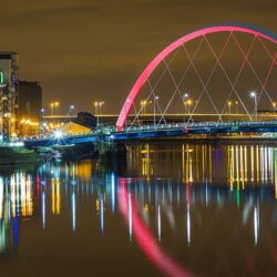 Wallpapers United Kingdom Glasgow Bridges Rivers night time Street