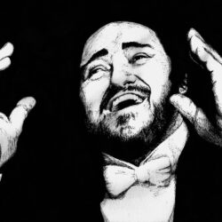 Wallpapers Luciano Pavarotti Men Music Black and white Painting Art