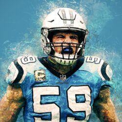 Download wallpapers Luke Kuechly, 4k, NFL, paint art, splashes of