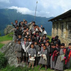 School Kids Children Bhutan Landscape Nature Hd City