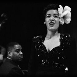 Download Wallpapers billie holiday, flower, soloist, girl