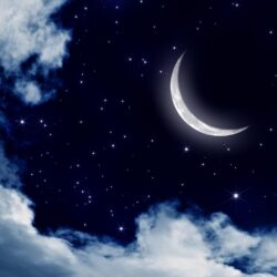 Moon and stars in the sky wallpapers