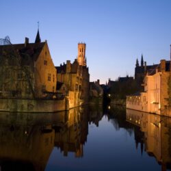 Wallpapers Belgium Houses Rivers Bruge Night Canal Cities download