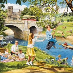 Picnic on the Riverbank Wall Mural