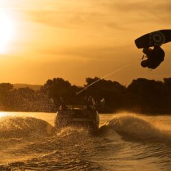Wakeboarding At Sunset Full HD Wallpapers and Backgrounds Image