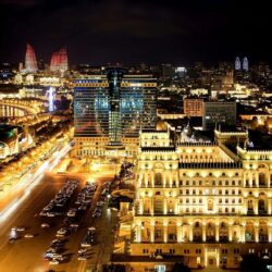 Wallpapers Baku Azerbaijan night time Cities Building