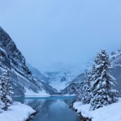 Wallpapers winter, snow, trees, mountains, lake, ate, Canada, Albert