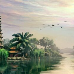 Vietnam Landscape Painting Wallpapers For Desktop & Mobile