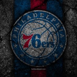 Download wallpapers Philadelphia 76ers, NBA, 4k, logo, black stone