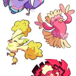 Oricorio in all four Pokemon variants