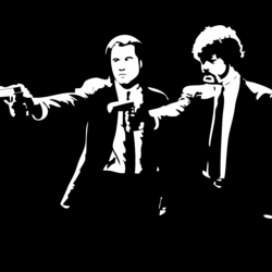 black and white, Pulp Fiction, Samuel L. Jackson, John Travolta