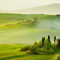 Wallpapers Tuscany, countryside, Italy, nature, trees, green fields