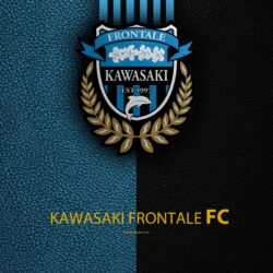 Download wallpapers Kawasaki Frontale FC, 4k, logo, leather texture
