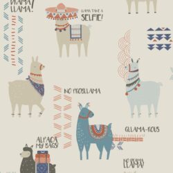 Crown Drama Llamas Feature Wall Wallpapers in Orange/Teal: Amazon.co