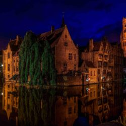 Bruges, Belgium at Night HD Wallpapers