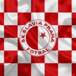 Download wallpapers SK Slavia Prague, 4k, logo, creative art, white