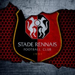 Download wallpapers Rennes, 4k, Liga 1, logo, grunge, soccer