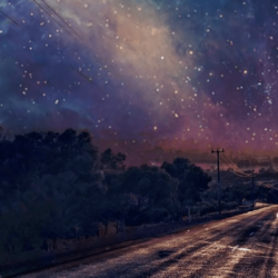 Download Long Road, Sky, Stars, Night Wallpapers for