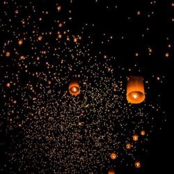 Chinese Wishing Lanterns at Loy Krathong Festival, Chiang Mai
