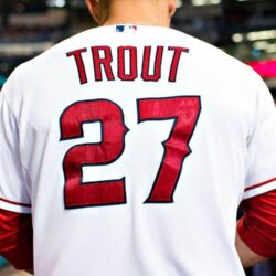 Download Wallpapers Mike trout, Baseball, Los angeles