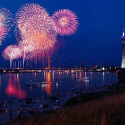Fireworks in Dusseldorf, Germany widescreen wallpapers