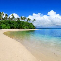 Beaches: Pretty Morning Beach Fafa Island Tonga Ocean Clouds