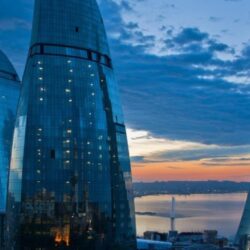 Futuristic architecture design buildings azerbaijan baku flame