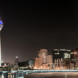 Image Germany Tower Duesseldorf Night Cities Houses
