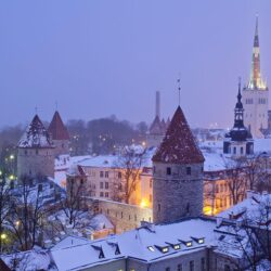 Image Tallinn Estonia Winter night time Cities Building