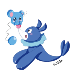 Azurill and Popplio by Whitestorm0