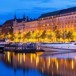 Wallpapers Helsinki Finland Yacht Rivers night time Cities