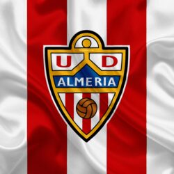Download wallpapers UD Almeria, 4k, silk texture, Spanish football