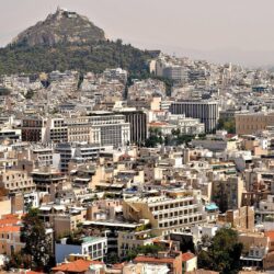 Athens greece cityscapes city skyline mountains wallpapers