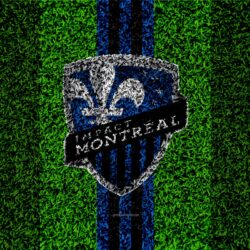 Download wallpapers Montreal Impact FC, 4k, MLS, football lawn, logo
