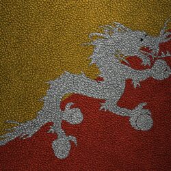 Download wallpapers Flag of Bhutan, 4K, leather texture, Bhutanese