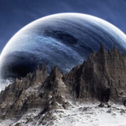 Fantasy art mountains outer space planets wallpapers