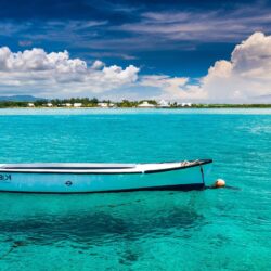 Mauritius, Boat, Island, Clouds, Water, Sea Wallpapers HD
