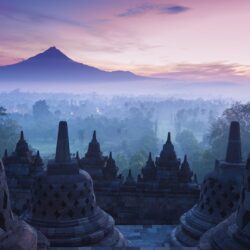 Image Indonesia Yogyakarta Java Fog Temples Cities