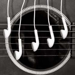 Headphones and a guitar. HD iOS7 HD wallpapers for iPhone and iPod
