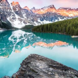 Wallpapers Moraine Lake 4K, Banff, Canada, forest, mountains