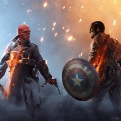 Captain America and red skull in battle field one : marvelstudios