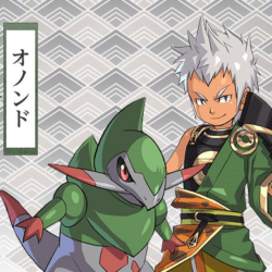 A picture of Kiyomasa Kato and his Pokémon, Fraxure. Wallpapers and backgrounds photos of Kiyomasa Kato for fans of Pokémon Conquest image.